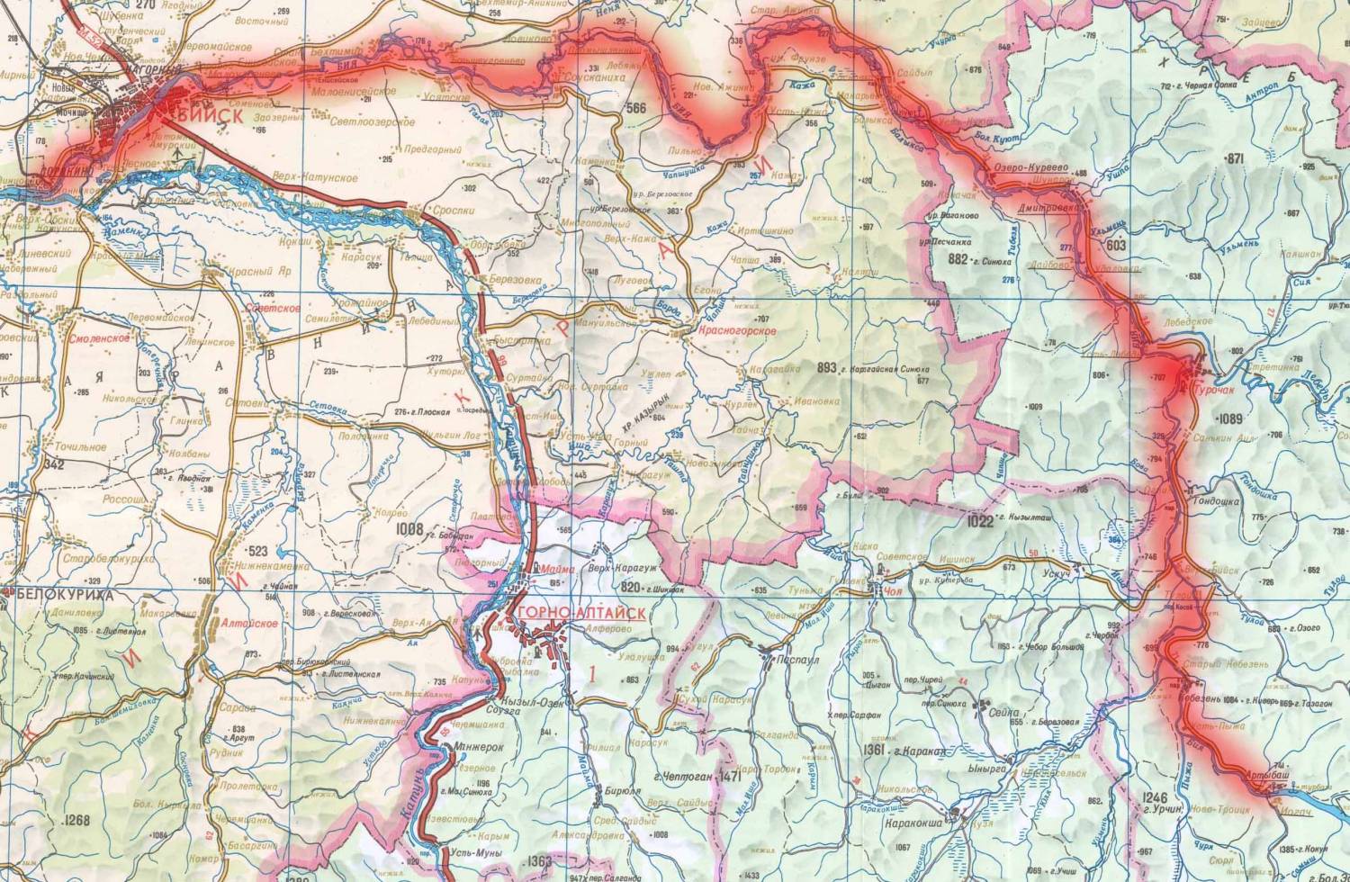 Алтай карта река Бия