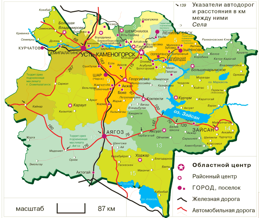 Восточный казахстан карта